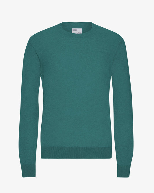 Men's Lightweight Merino Wool Crew Neck Jumper in Ocean Green – view 1