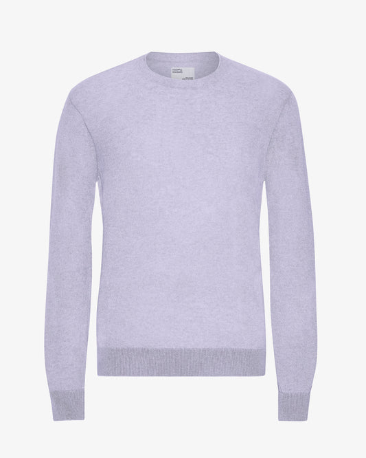 Men's Lightweight Merino Wool Crew Neck Jumper in Soft Lavender – view 1