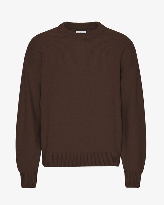 Men's Oversized Merino Wool Crew Neck Jumper in Coffee Brown – view 1