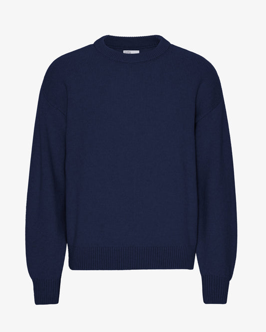 Men's Merino Wool Oversized Crew Jumper in Marine Blue – view 1