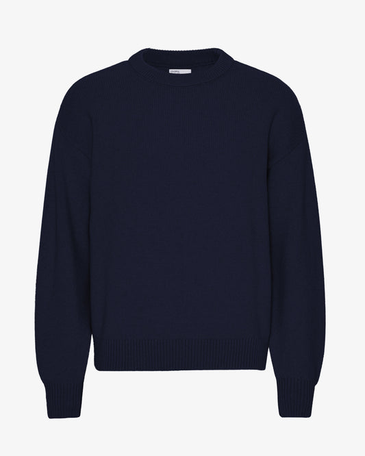Men's Oversized Merino Wool Crew Neck Jumper in Navy Blue – view 1