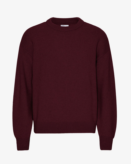 Men's Oversized Merino Wool Crew Neck Jumper in Oxblood Red – view 1