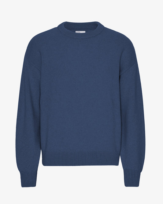 Men's Oversized Merino Wool Crew Neck Jumper in Petrol Blue – view 1