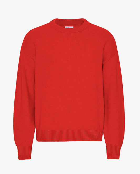 Men's Merino Wool Oversized Crew Jumper in Red Tangerine – view 1