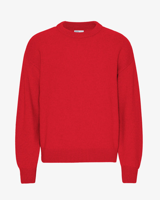 Men's Oversized Merino Wool Crew Neck Jumper in Scarlet Red – view 1