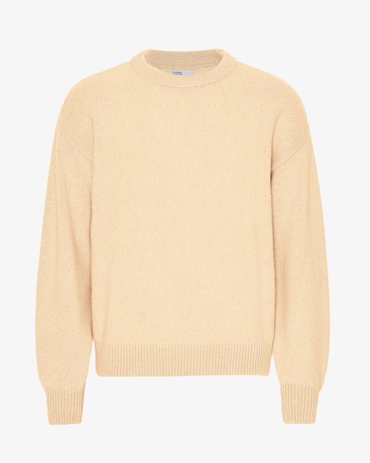 Men's Oversized Merino Wool Crew Neck Jumper in Soft Yellow – view 1