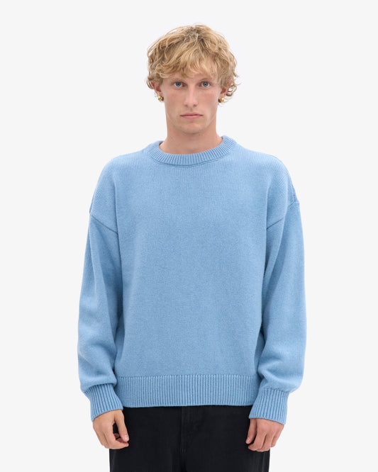 Men's Merino Wool Oversized Crew Jumper in Seaside Blue – view 2