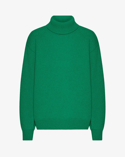 Men's Recycled Merino Wool Turtleneck Jumper in Kelly Green – view 1