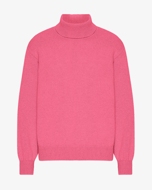 Men's Recycled Merino Wool Turtleneck Jumper in Bubblegum Pink – view 1