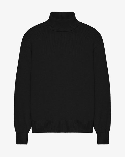 Men's Recycled Merino Wool Turtleneck Jumper in Deep Black – view 1