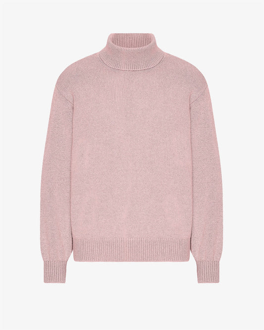 Men's Recycled Merino Wool Turtleneck Jumper in Faded Pink – view 1