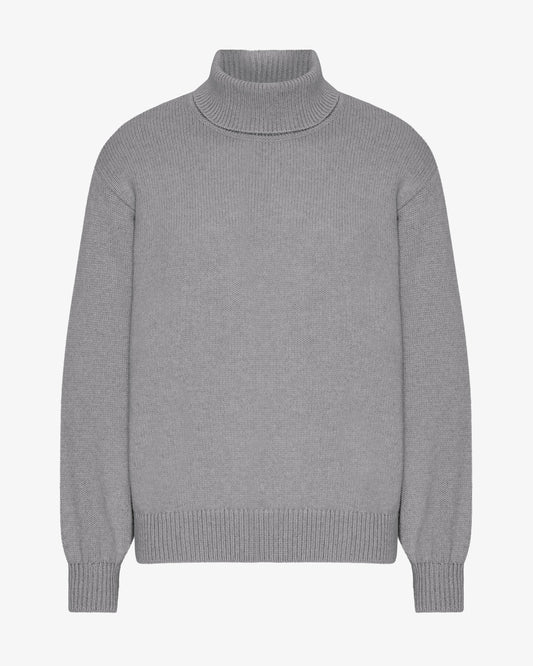 Men's Recycled Merino Wool Turtleneck Jumper in Heather Grey – view 1