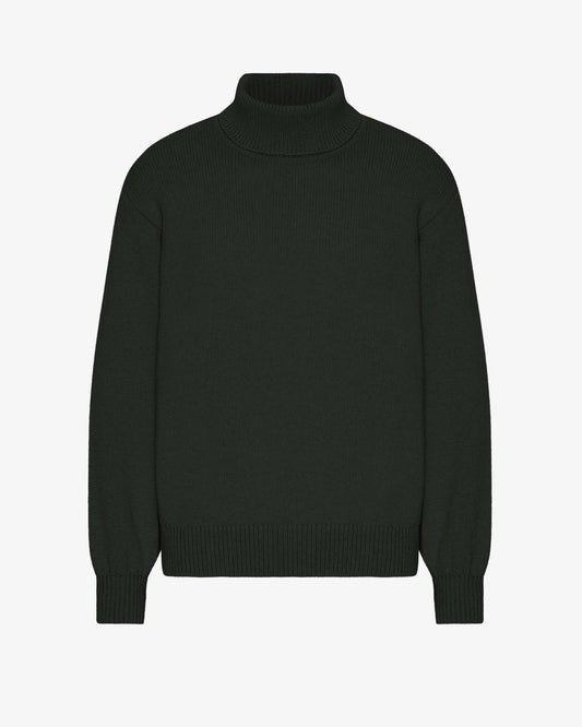 Men's Recycled Merino Wool Turtleneck Jumper in Hunter Green – view 1