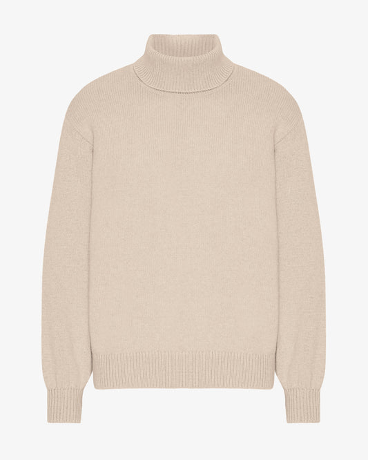 Men's Recycled Merino Wool Turtleneck Jumper in Ivory White – view 1