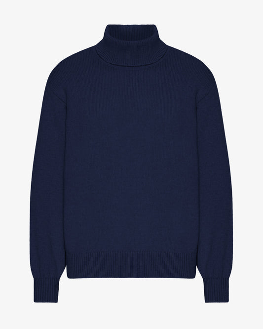 Men's Recycled Merino Wool Turtleneck Jumper in Marine Blue – view 1