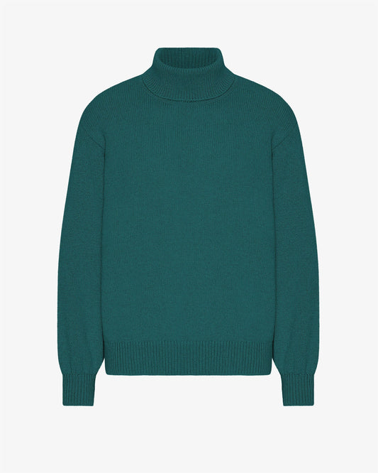 Men's Recycled Merino Wool Turtleneck Jumper in Ocean Green – view 1