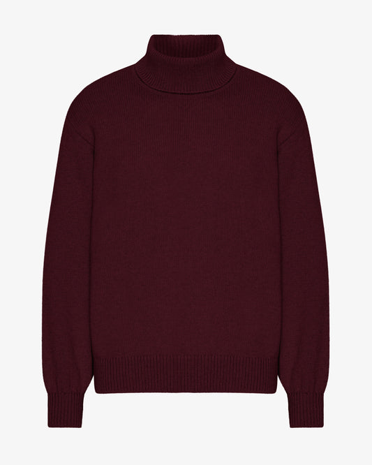 Men's Recycled Merino Wool Turtleneck Jumper in Oxblood Red – view 1