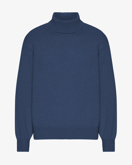 Men's Recycled Merino Wool Turtleneck Jumper in Petrol Blue – view 1