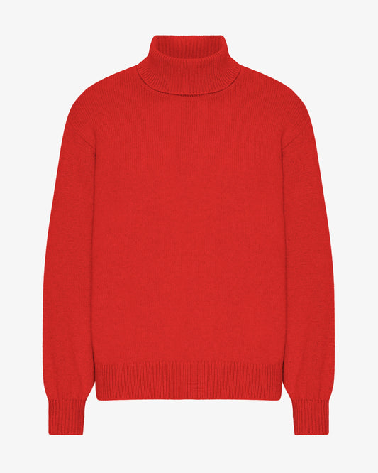 Men's Recycled Merino Wool Turtleneck Jumper in Red Tangerine – view 1