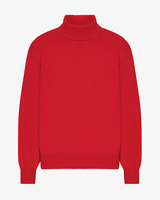 Men's Recycled Merino Wool Turtleneck Jumper in Scarlet Red – view 1