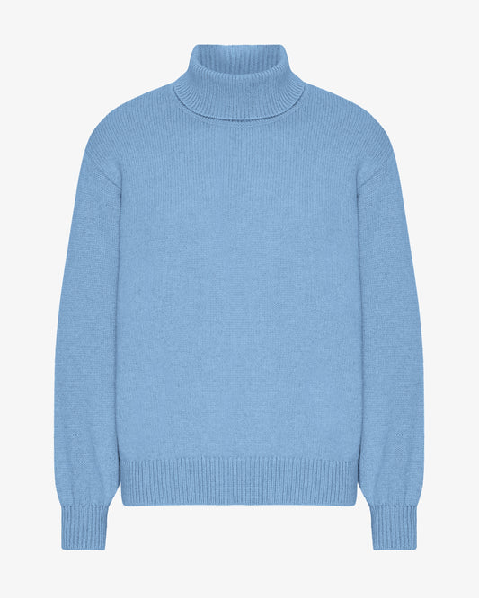 Men's Recycled Merino Wool Turtleneck Jumper in Seaside Blue – view 1