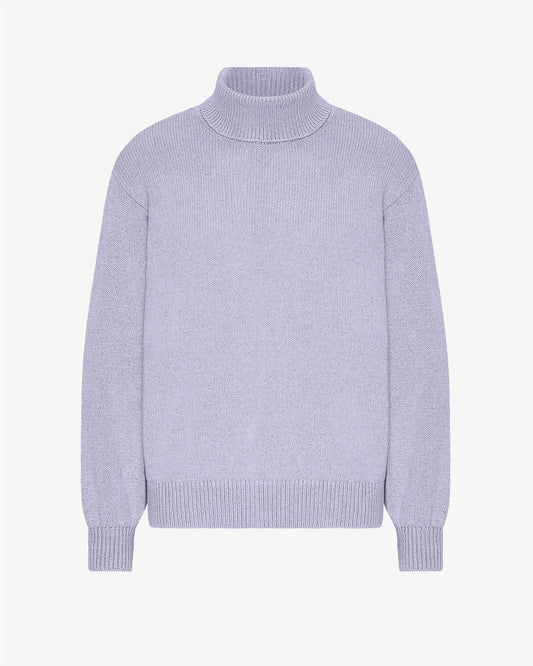 Men's Recycled Merino Wool Turtleneck Jumper in Soft Lavender – view 1