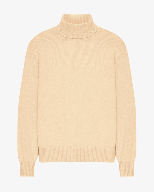Men's Recycled Merino Wool Turtleneck Jumper in Soft Yellow – view 1