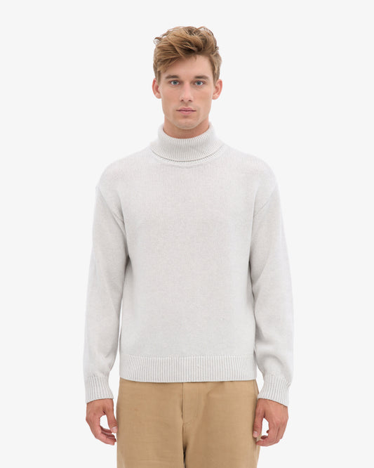 Men's Recycled Merino Wool Turtleneck Jumper in Snow Melange – view 2