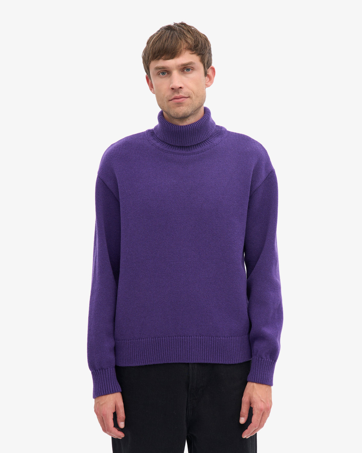 Men's Recycled Merino Wool Turtleneck Jumper in Ultra Violet – view 2