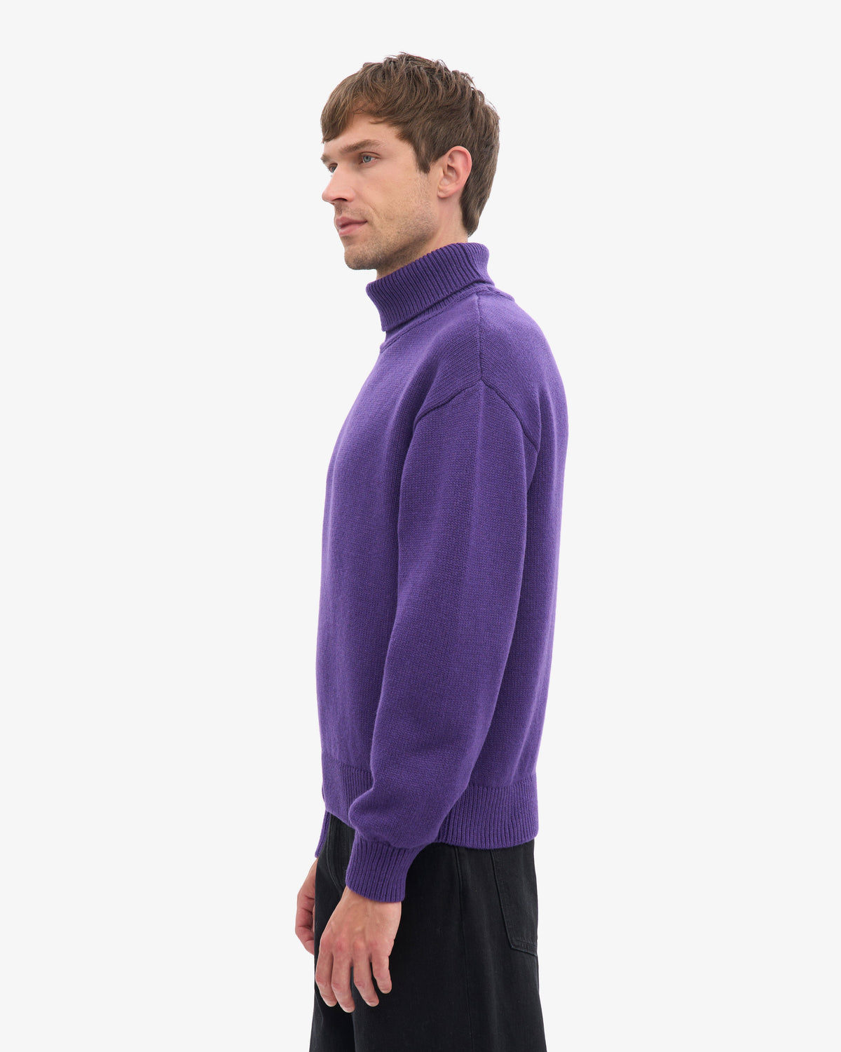 Men's Recycled Merino Wool Turtleneck Jumper in Ultra Violet – view 3