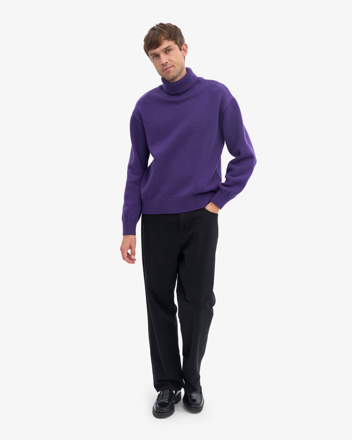 Men's Recycled Merino Wool Turtleneck Jumper in Ultra Violet – view 5
