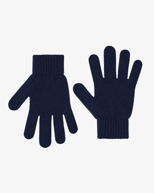 Men's Recycled Merino Wool Gloves – Textured Knit with Ribbed Cuffs, Snug Warm Winter Fit | Marine Blue