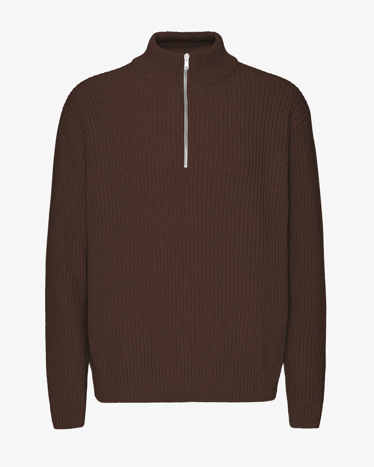 Men's Recycled Merino Wool Quarter Zip Jumper in Coffee Brown – view 1