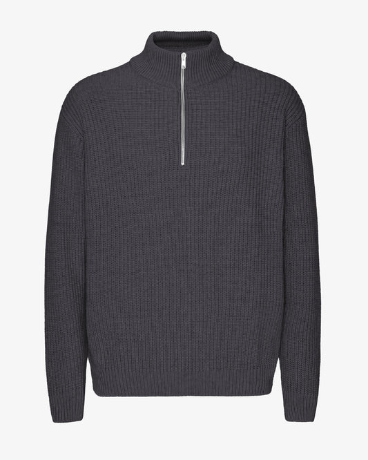 Men's Recycled Merino Wool Quarter Zip Jumper in Lava Grey – view 1