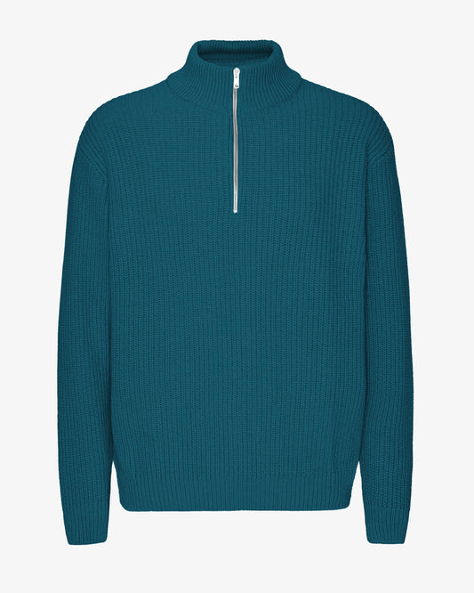 Men's Recycled Merino Wool Quarter Zip Jumper in Ocean Green – view 1