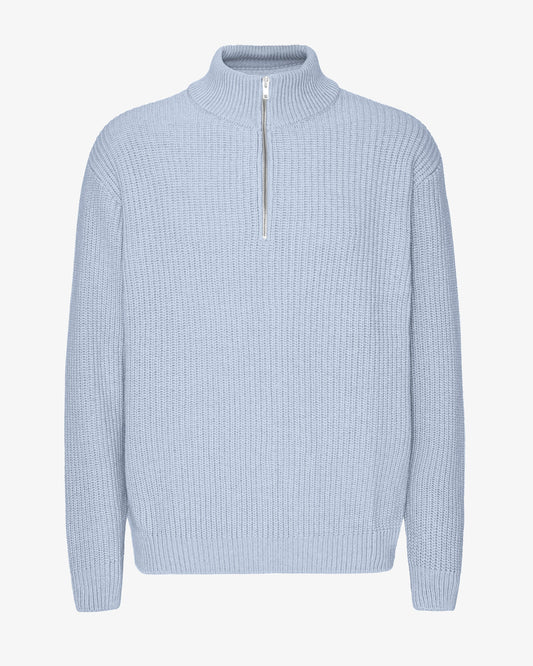 Men's Recycled Merino Wool Quarter Zip Jumper in Polar Blue – view 1