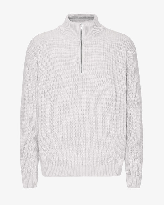 Men's Recycled Merino Wool Quarter Zip Jumper in Snow Melange – view 1