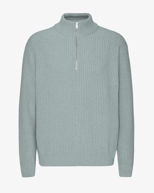 Men's Recycled Merino Wool Quarter Zip Jumper in Steel Blue – view 1