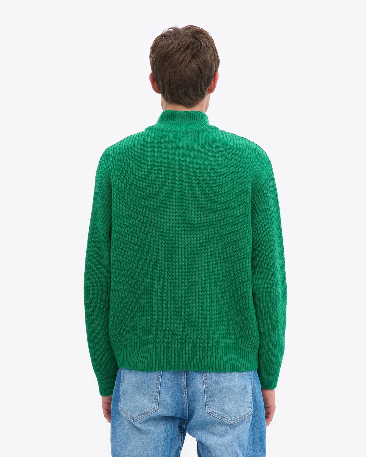 Men's Recycled Merino Wool Quarter Zip Jumper in Kelly Green – view 4