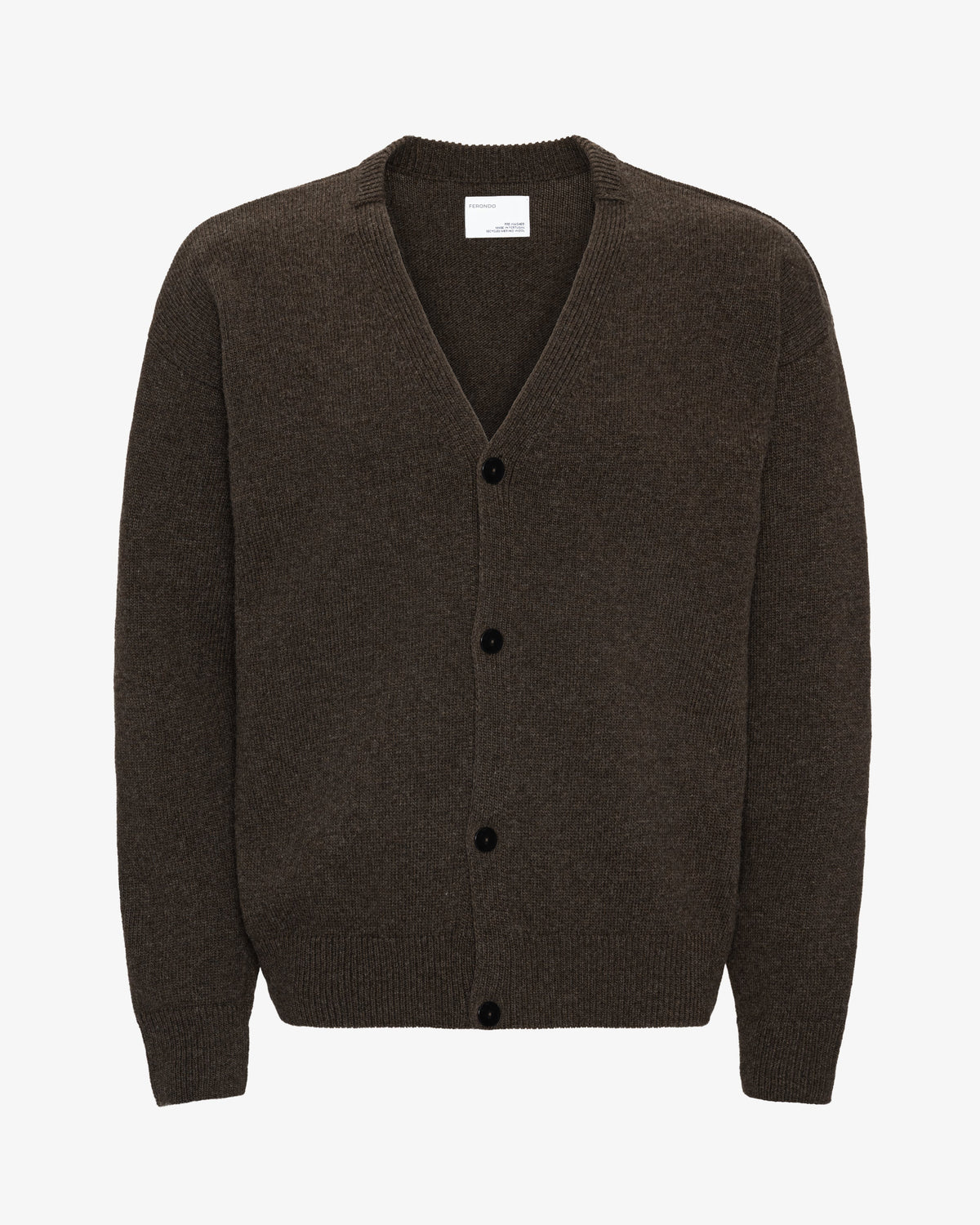 Men's Merino Wool V-Neck Cardigan in Coffee Brown – view 1