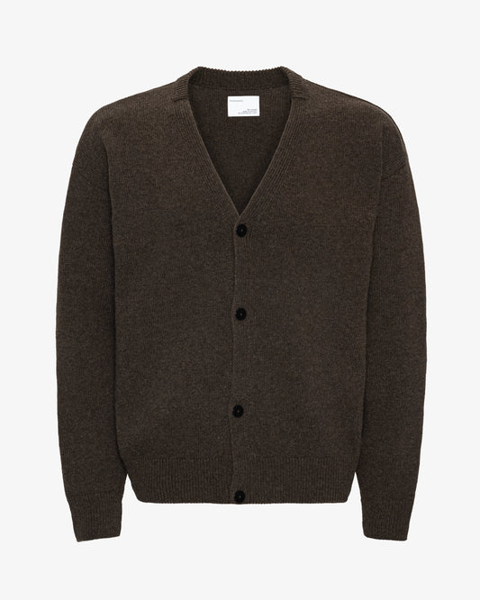 Men's Merino Wool V-Neck Cardigan – Recycled Merino, Button-Down Front, Soft Breathable Knit | Coffee Brown