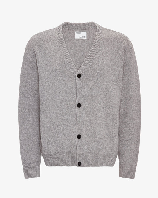 Men's Merino Wool V-Neck Cardigan – Recycled Merino, Button-Down Front, Soft Breathable Knit | Heather Grey