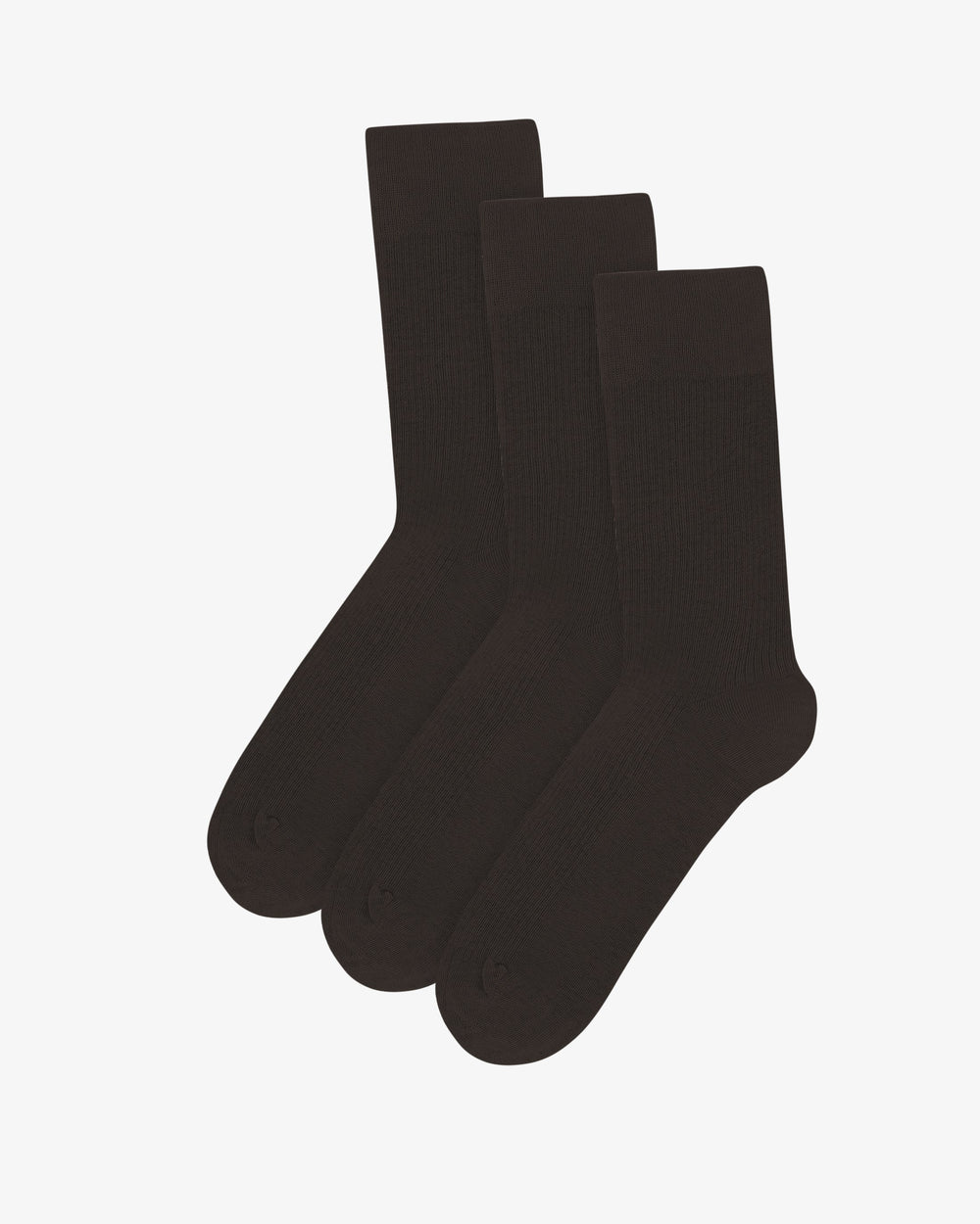 Men's Organic Cotton Crew Socks 3-Pack – Ribbed Tennis-Style Knit, Cushioned, Reinforced Heel and Toe | Coffee Brown