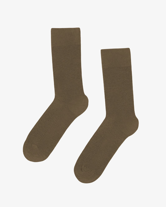 Men's Organic Cotton Crew Socks – Ribbed Tennis-Inspired Design, Cushioned and Breathable | Dusty Olive