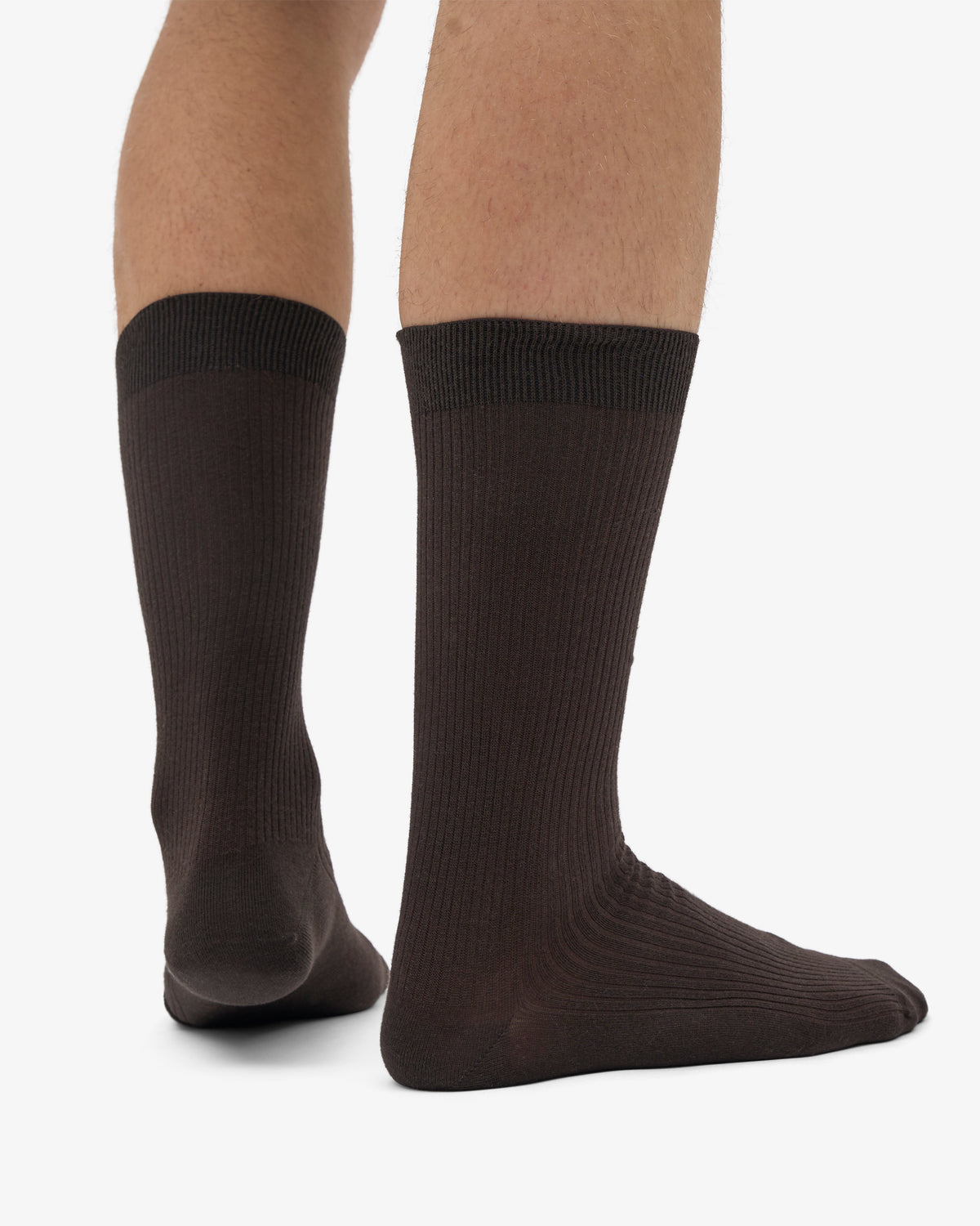 Men's Organic Cotton Crew Socks 3-Pack – Ribbed Tennis-Style Knit, Cushioned, Reinforced Heel and Toe | Coffee Brown – view 3