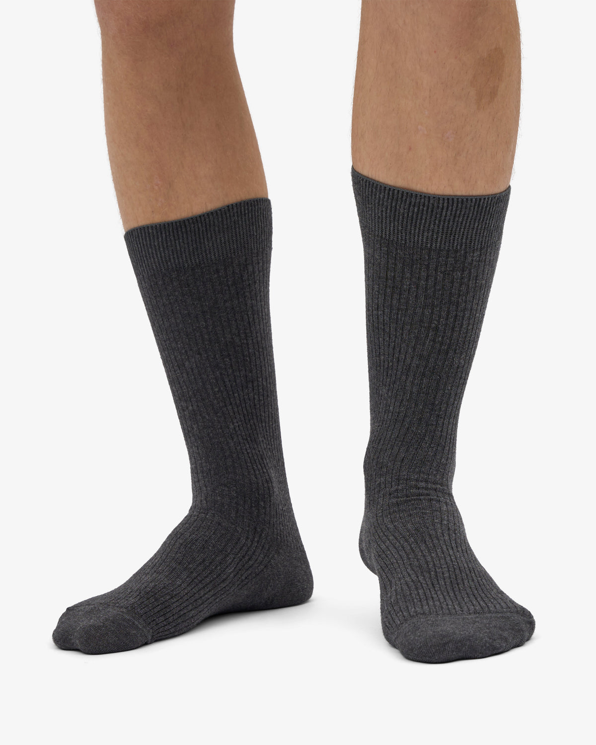 Men's Classic Organic Cotton Ribbed Crew Socks 3-Pack in Lava Grey – view 4