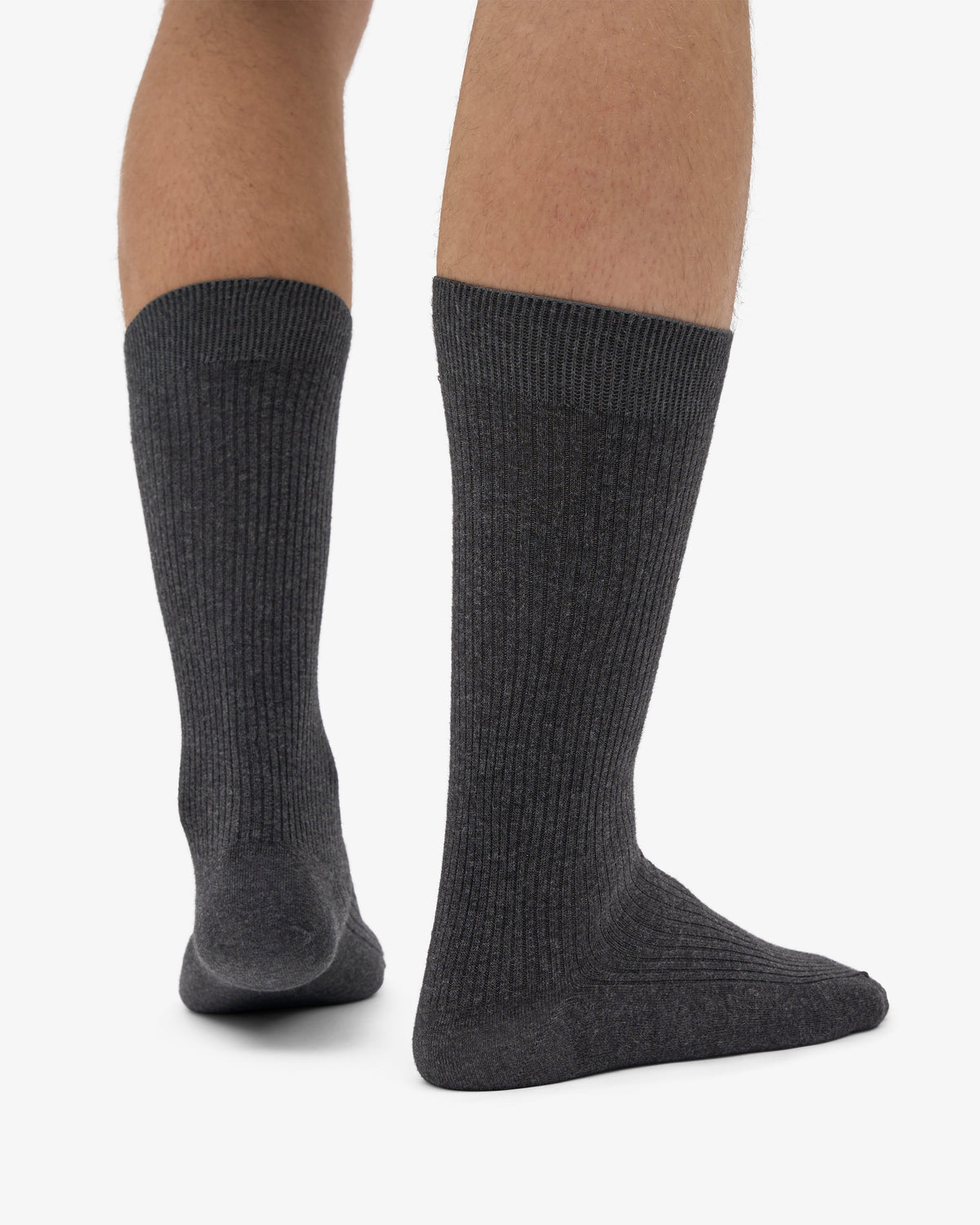 Men's Classic Organic Cotton Ribbed Crew Socks 3-Pack in Lava Grey – view 3
