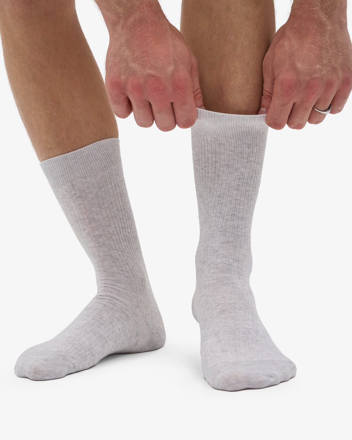 Men's Classic Organic Cotton Crew Socks 3-Pack in Snow Melange – view 2
