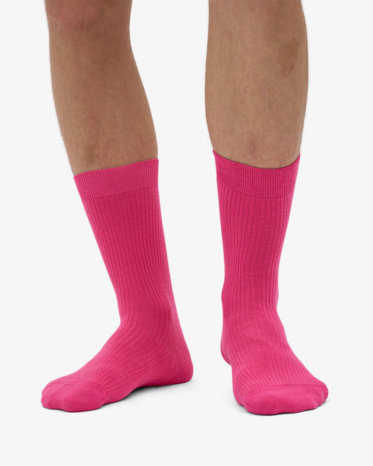 Men's Organic Cotton Crew Socks – Ribbed Tennis-Inspired Design, Cushioned and Breathable | Bubblegum Pink