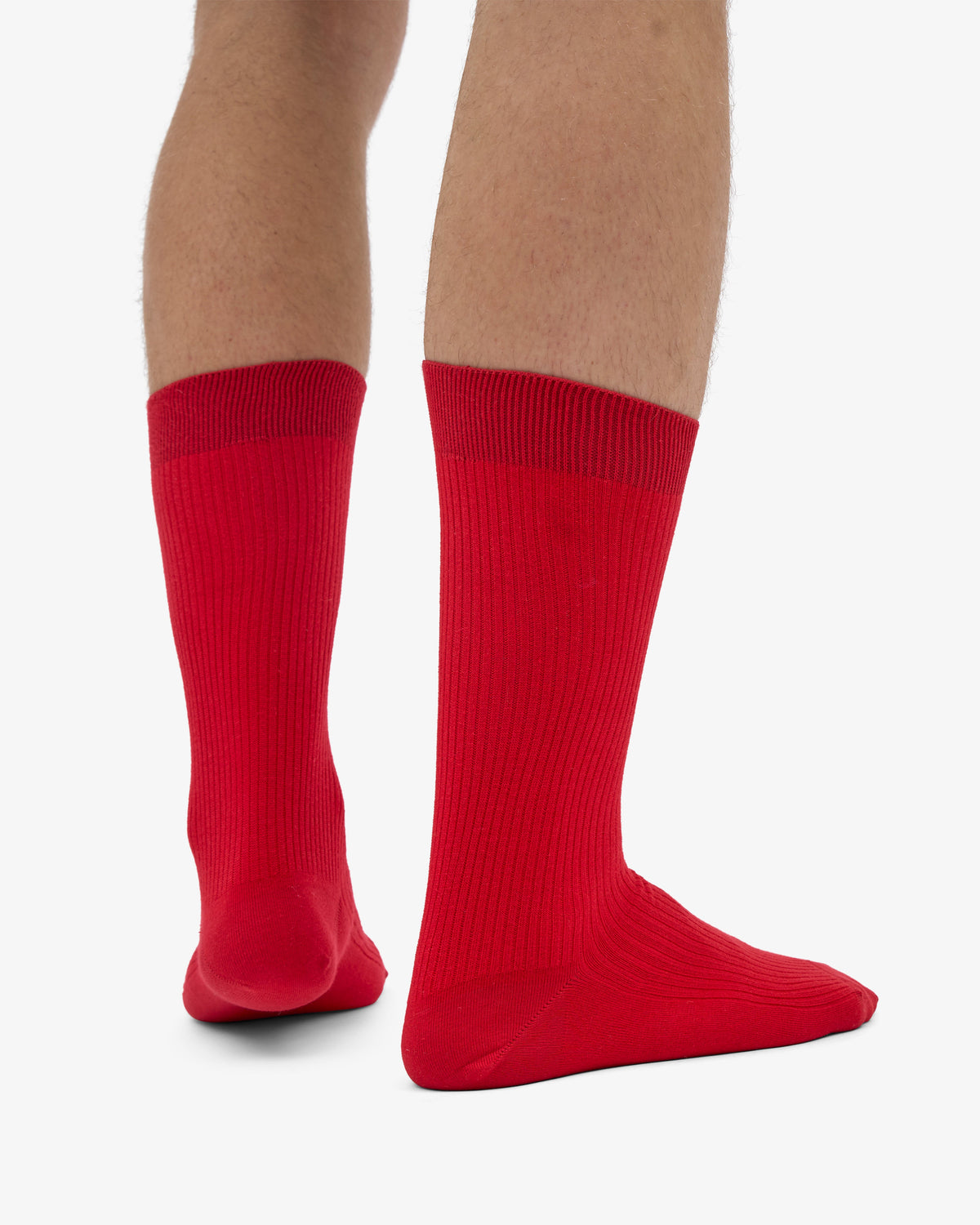 Men's Organic Cotton Crew Socks – Ribbed Tennis-Inspired Design, Cushioned and Breathable | Scarlet Red